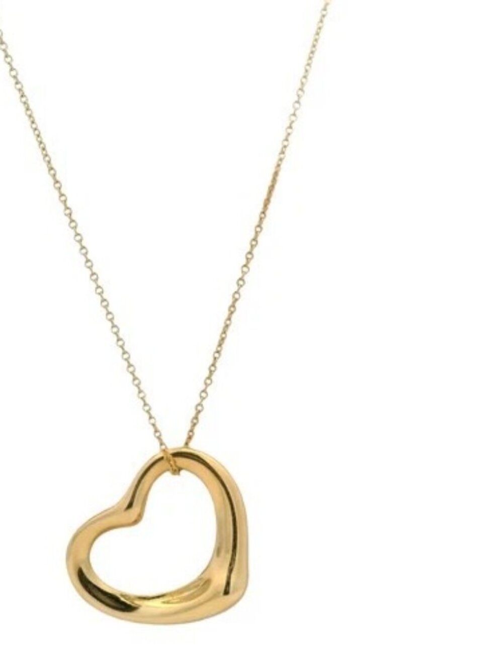 Tiffany & Co 18kt Yellow Gold Elsa Peretti 22mm Open Heart Pendant Necklace 16"